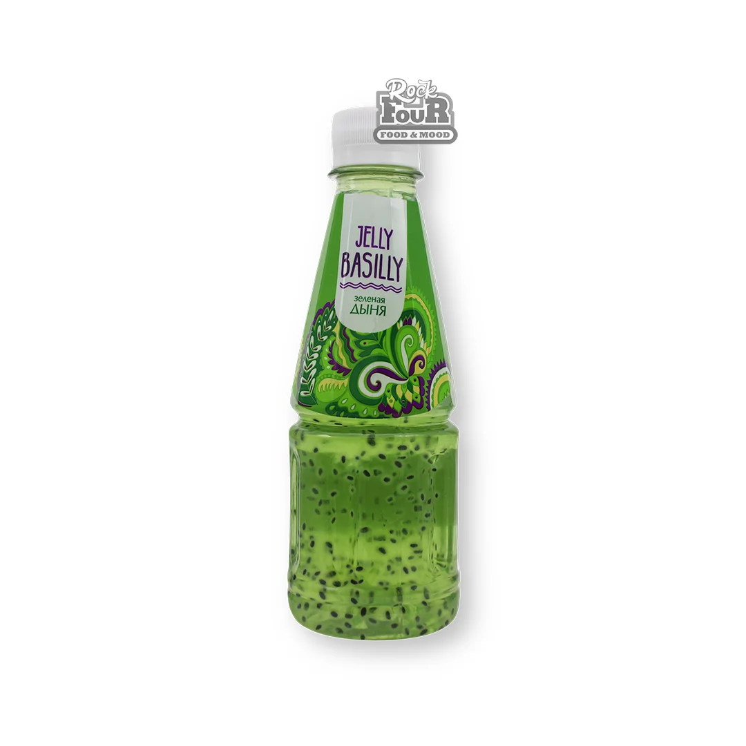 Drink "Jelly Basilly" with melon flavor and basil seeds 300ml